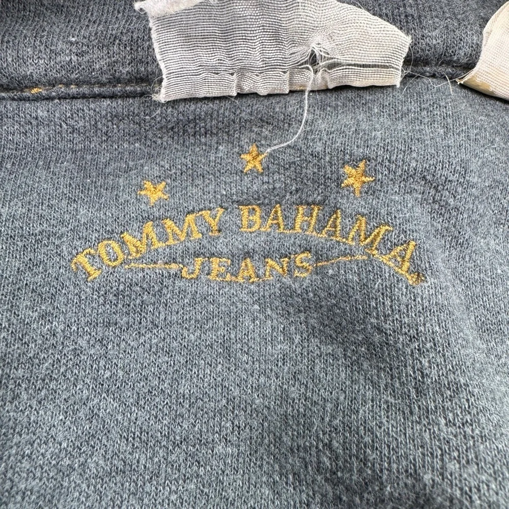 Tommy Bahama Jeans Men's 1/4 Zip Sweater XL Gray Waffle Knit Contrast Stitch